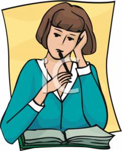 0511-0702-0218-2348_School_Girl_Thinking_Over_a_Book_clipart_image
